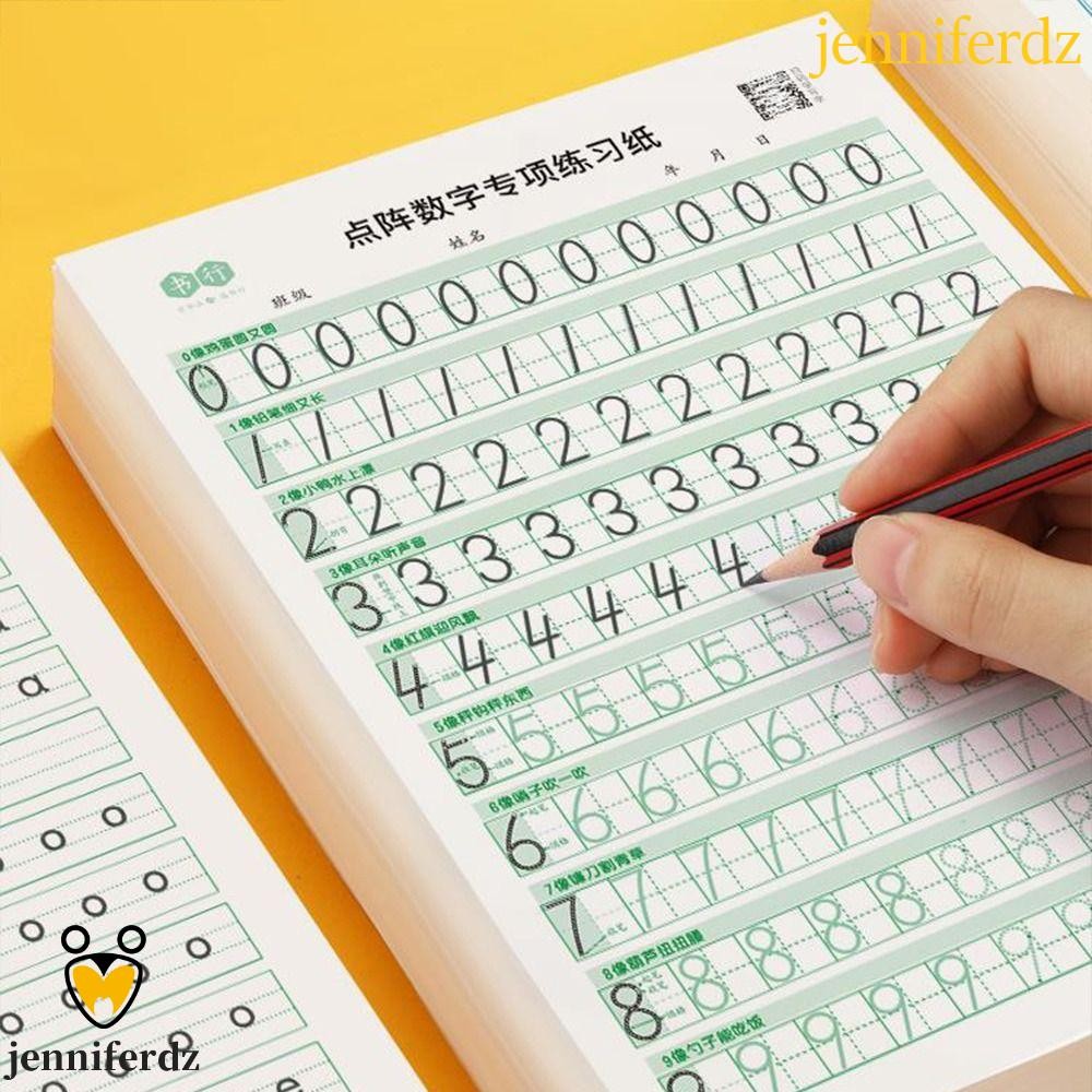 Jenniferdz กระดาษประดิษฐ์ตัวอักษรภาษาอังกฤษ,ตัวอักษรคณิตศาสตร์จํานวน Dot Matrix Digital Tracing book, 20 แผ่น/หนังสือ 26 ตัวอักษรภาษาอังกฤษลายมือ Thicken Letter Copybook เด็ก