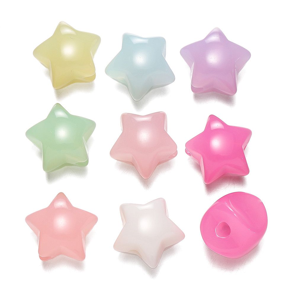 St. kunkka 5-10 ชิ้นอะคริลิคดาวห้าแฉกลูกปัดเยลลี่สีดาวห้าแฉกลูกปัดสําหรับของขวัญ DIY สร้อยข้อมือสร้อยคอทํา