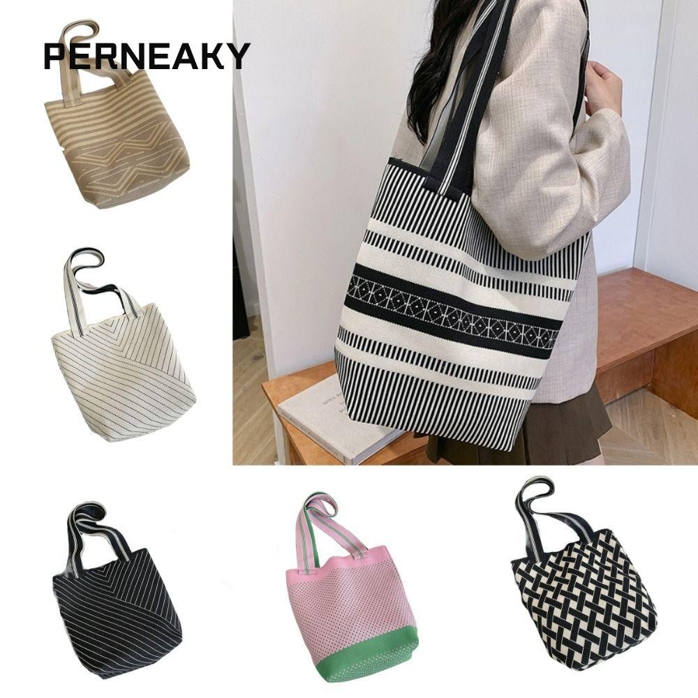 Perneaky Bucket Bag, Tote Bag ส่วนบุคคลความจุขนาดใหญ่, สะดวก Leisure Reusable Handmade Shopping Bag Women