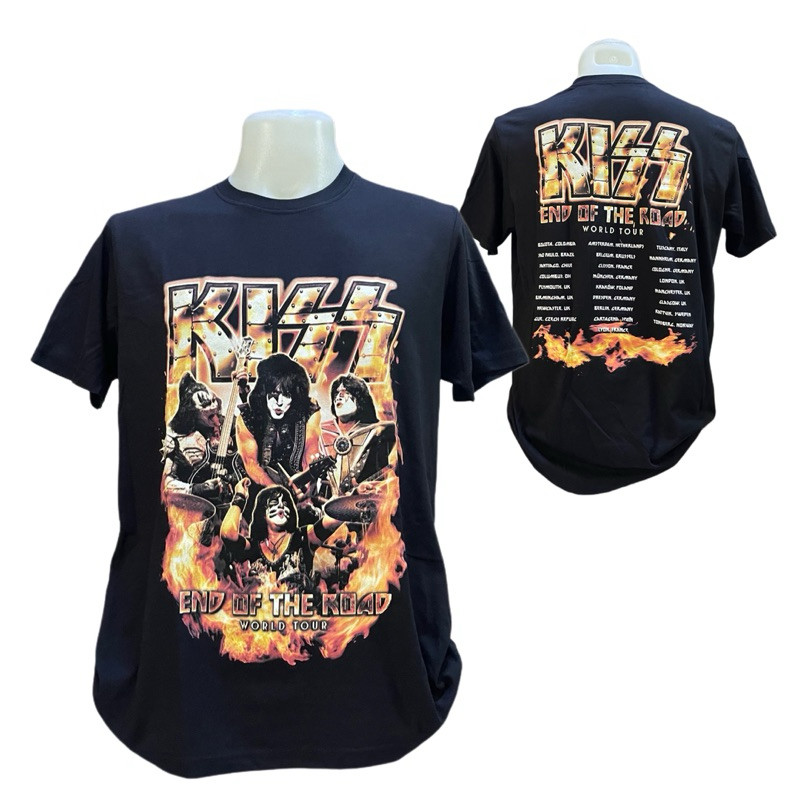 ECUPPER เสื้อวง KISS ลาย END OF THE ROAD TOUR ORANGE (2022) ลิขสิทธิ์แท้ UK tee