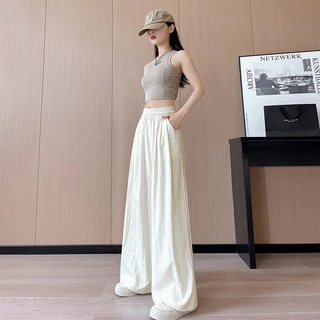 Betty house🌸พร้อมส่ง กางเกงลำลองผู้หญิง กางเกงขายาว เนื้อสบายๆเอวสูง เอวยางยืด แฟชั่น