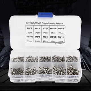 240 ชิ้น M2x6/M2x8/M2x10/M3x6/M3x8/M3x10/M3x12/M2.5x6/M2.5x8/M2.5x10 ชุดสกรู YSE
