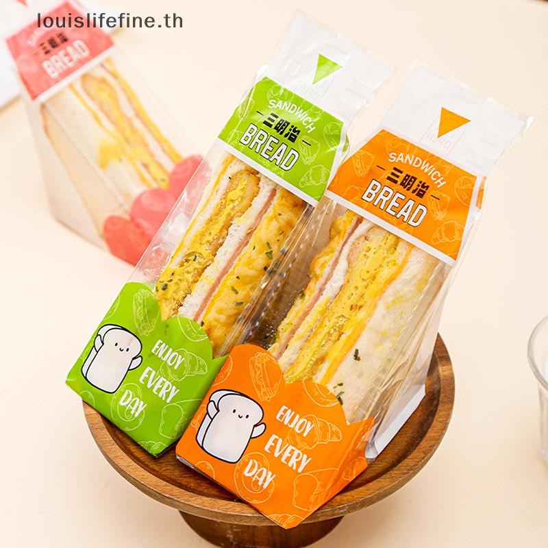 Louislifefine 100 ชิ้นแซนวิชบรรจุภัณฑ์พลาสติกถุงสามเหลี่ยมโปร่งใสสําหรับขนมปัง Butty กระเป๋าตกแต่งงานเลี้ยงวันเกิดรักษาใหม่
