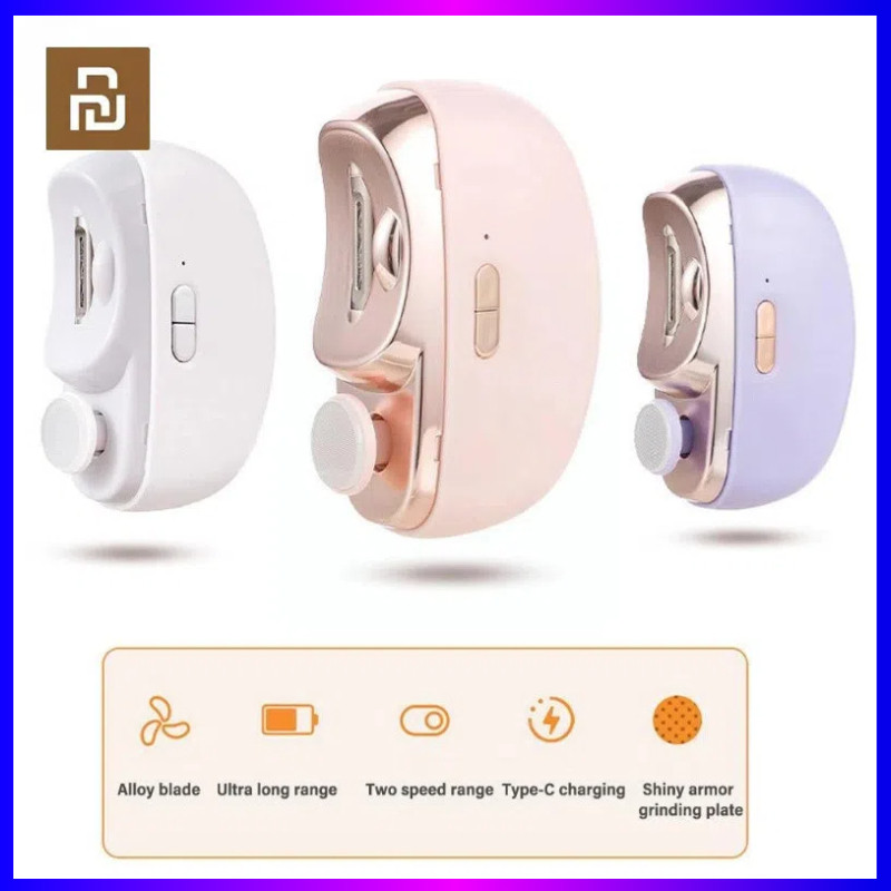 Xiaomi กรรไกรตัดเล็บไฟฟ้า พร้อมไฟตัดเล็บ เครื่องเจียรเล็บอัตโนมัติ มัลติฟังก์ชั่น แบบพกพา ชาร์จ USB สําหรับผู้ใหญ่ และเด