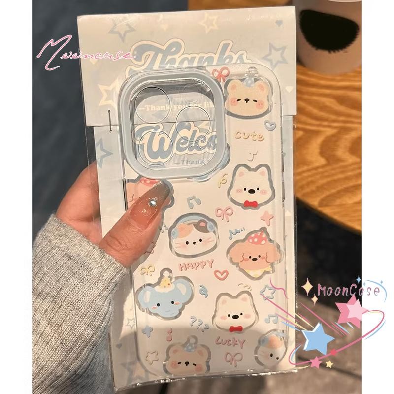 น่ารัก คิตตี้ เคสคู่ เคสไอโฟน11สำหรับ เคส IPhone 13 14 12 15 11 16 Pro Max X XR XS Max 7 8 Plus SE 2020 โปร่งใส เคส