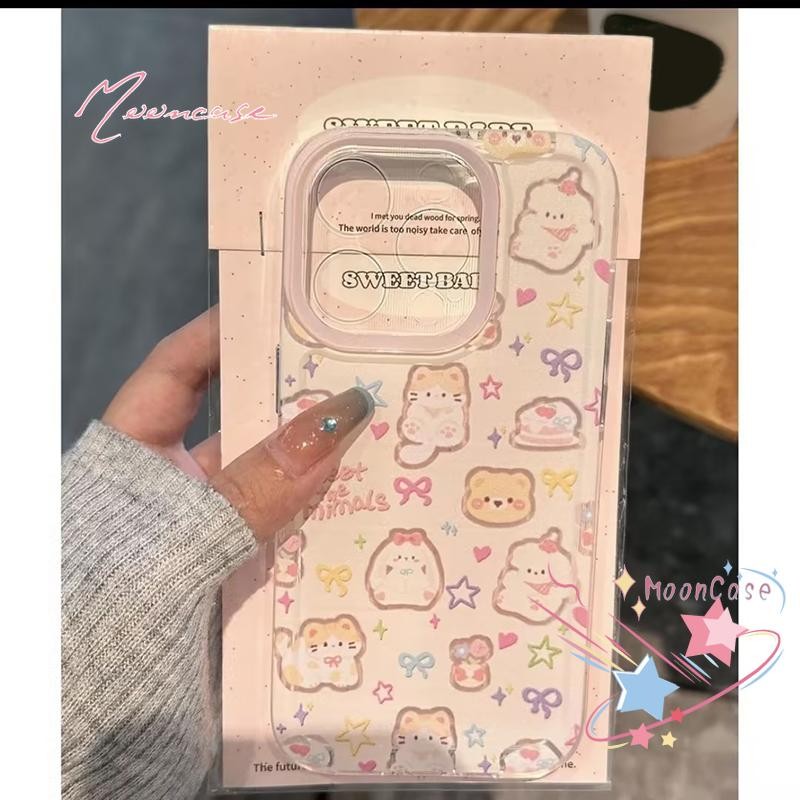 น่ารัก คิตตี้ เคสคู่ เคสไอโฟน11สำหรับ เคส IPhone 13 14 12 15 11 16 Pro Max X XR XS Max 7 8 Plus SE 2020 โปร่งใส เคส