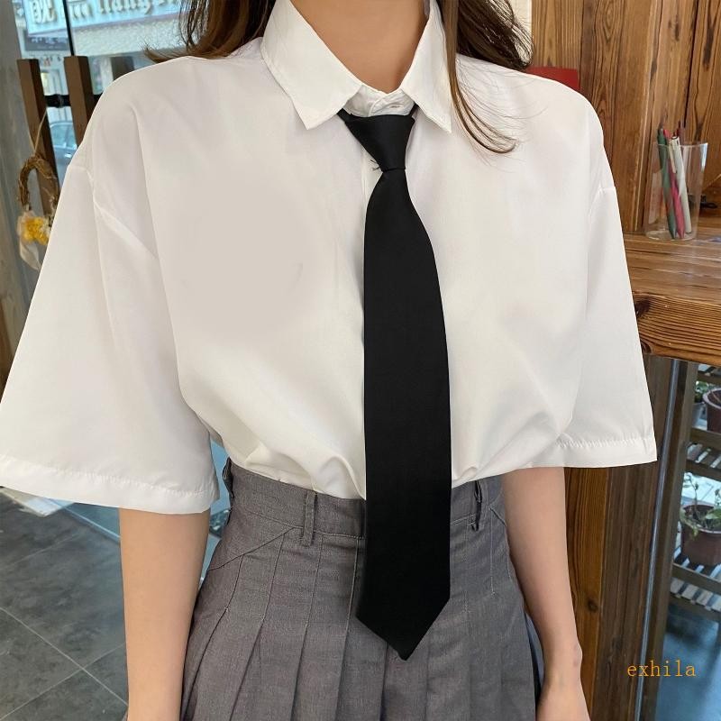 Exhila Retro สีทึบ Silky เนคไทแคบชุดนักเรียนซิป Pre-Tied สําหรับ Arrow