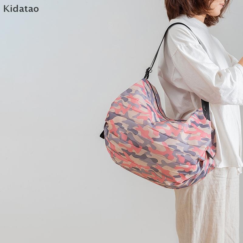 Kidatao พับเป็นมิตรกับสิ่งแวดล้อมเดินทางแบบพกพาความจุขนาดใหญ่หนาถุงของชําขนาดใหญ่ใหม่