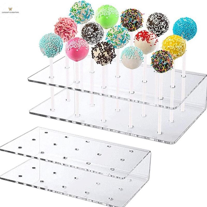 Cod ที่วางอมยิ้มเค้กขาตั้งจอแสดงผล 15 หลุมผู้ถืออะคริลิคใส Candy Holder ใหม่