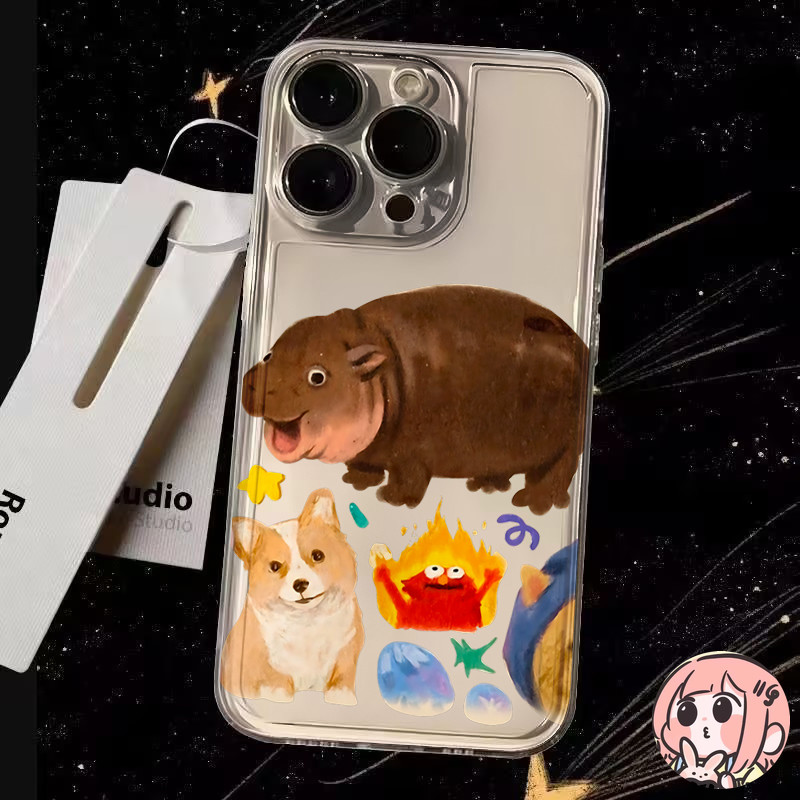 การ์ตูนแนวฮาๆ หมูเด้ง เข้ากันได้สำหรับ เคสไอโฟน 15 13 12 11 14 Pro Max XR X XS Max 6 6s 7 8 Plus SE 2020 ปกอ่อนใส