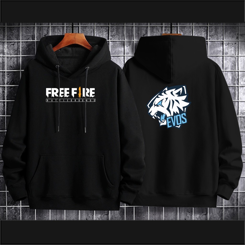 Ff evos hoodie สําหรับผู้ใหญ่ผู้ชายขนแกะวัสดุขนาด L และ XL freefire evos hoodie เสื้อกันหนาว evos แจ