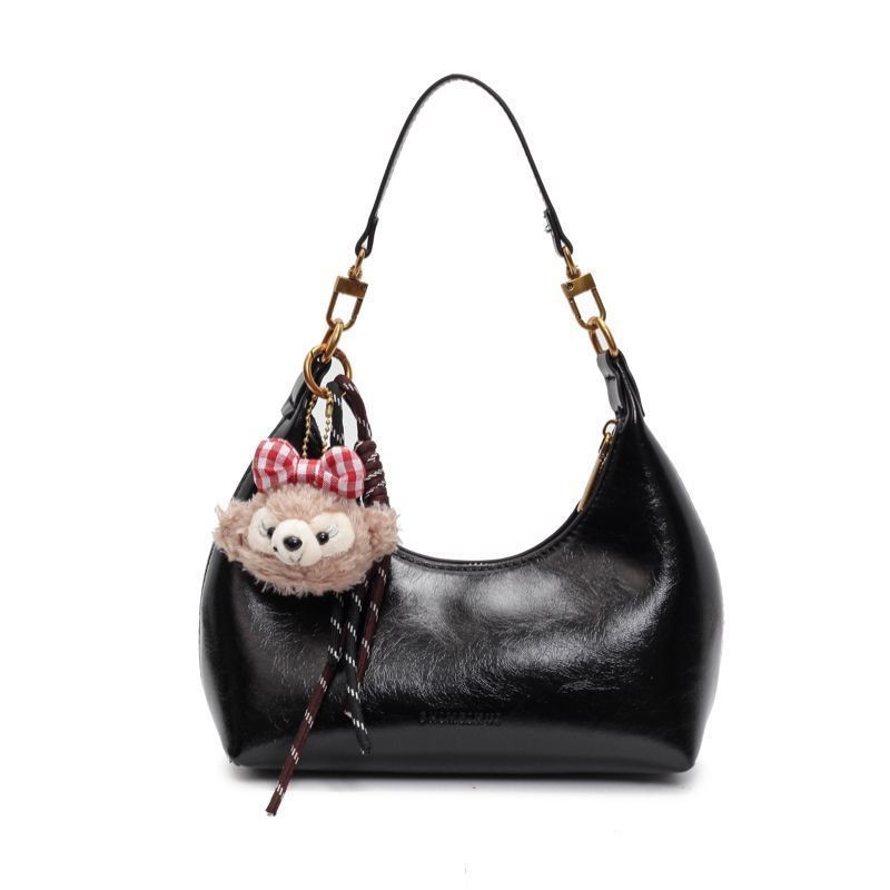French Niche Crescent Bag Oil Wax Leather All-Match Small Bag Female New Style Retro Design Sense One-Shoulder Messenger Bag