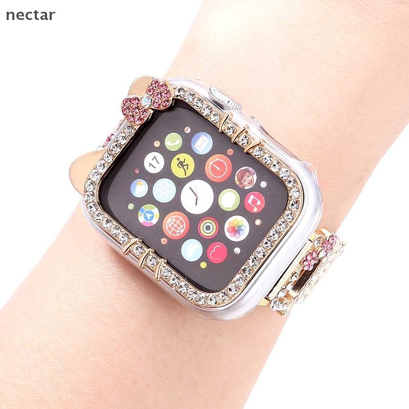 Tar เคสป้องกันสําหรับเคส Apple Watch 9/8765432 Bling Rhinestone ผู้หญิงกรอบกันชน IWatch Series 40/41/44/45 มม.6/5/4 SE N