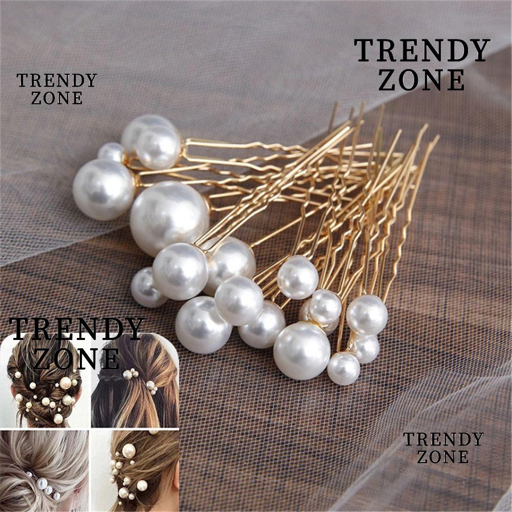 Trendyzone 16 ชิ้น/แพ็คเพิร์ลผม Pins ทรงผมที่สวยงามออกแบบเครื่องมืองานแต่งงาน Pearl Hair Stick