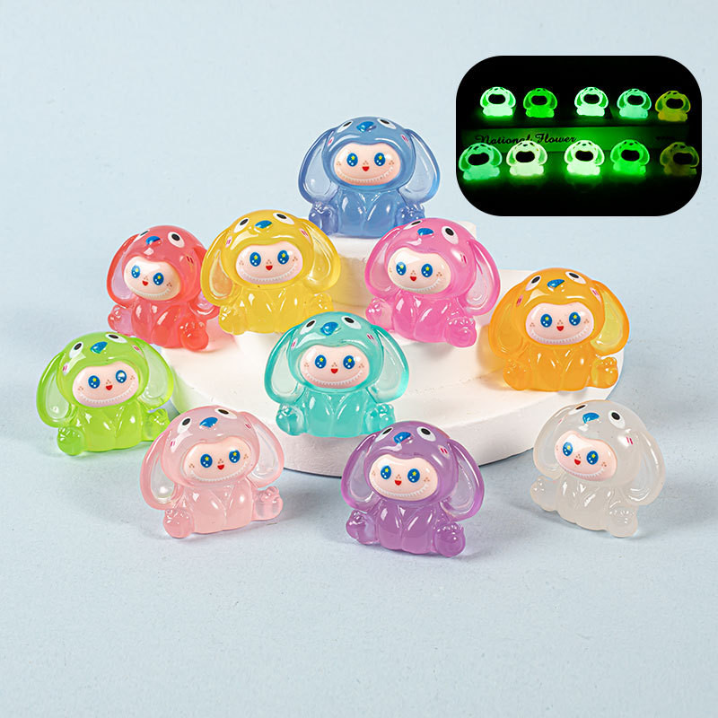 10pcs Luminous Glow Labubu Stitch 3D เรซิ่น Charms สําหรับ DIY(4-337)