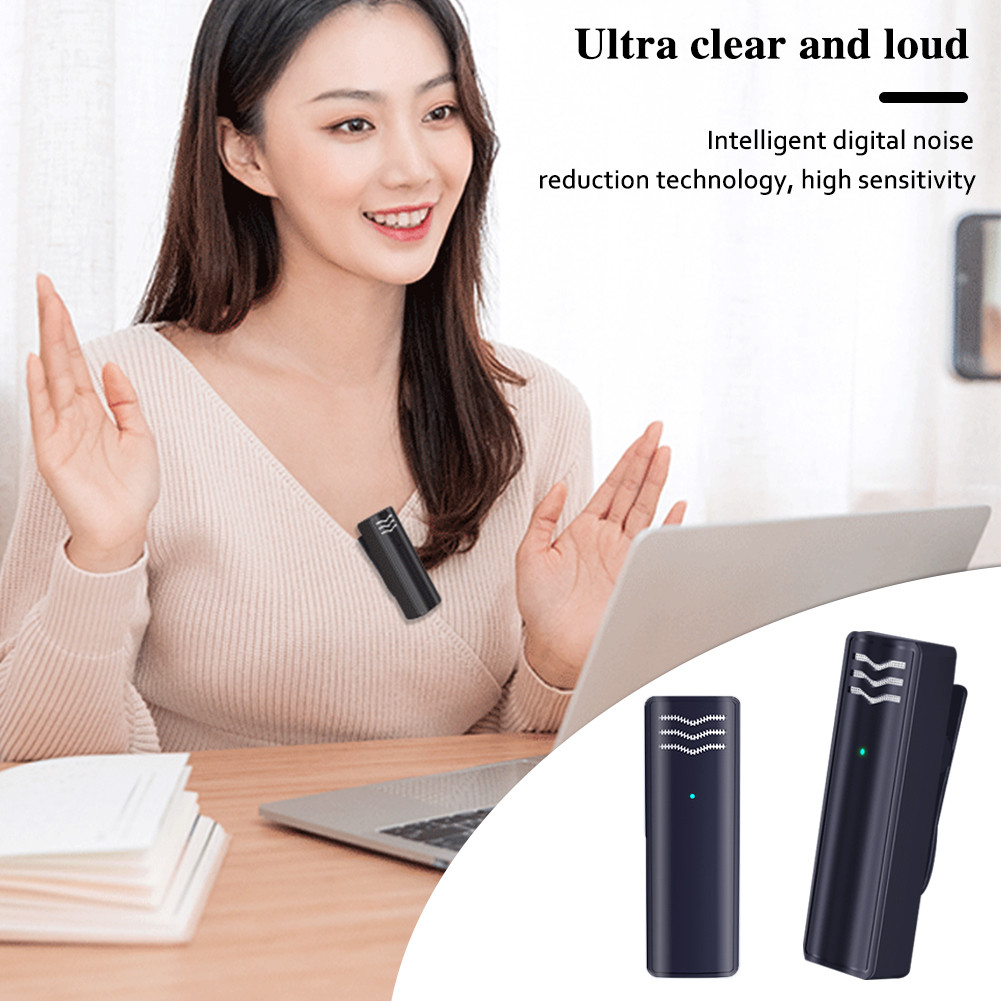 ไมโครโฟนไร้สาย 2.4G มโครโฟน พร้อมเคสชาร์จ ไร้สาย สําหรับบันทึกวิดีโอ ลดเสียงรบกวน ย้อนกลับ เสียบแล้วใช้งานได้เลย