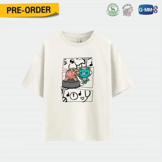 😆เสื้อยืด MOO DENG X PERMPOON OFFICIAL T-SHIRT S-5XL