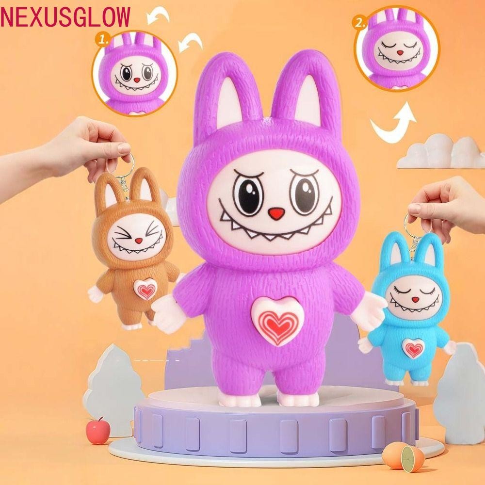 Nexusglow Labubu ตุ๊กตาเปลี่ยนหน้า,งานฝีมือ DIY 3 ของเล่นเปลี่ยนหน้า,ของเล่นรูปการ์ตูน Interactive Face Change Smile Face Makeup ของเล่นเด็กเด็กผู้หญิง