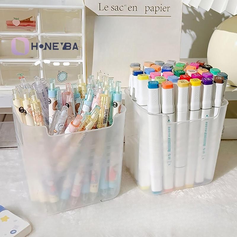 <Honeyby> ความจุขนาดใหญ่ Desktop Storage ที่ใส่ปากกาโต๊ะ Organizer ดินสอแสดงถ้วย Simple Office อุปกรณ์การเรียนกล่องเครื่องเขียน Nice