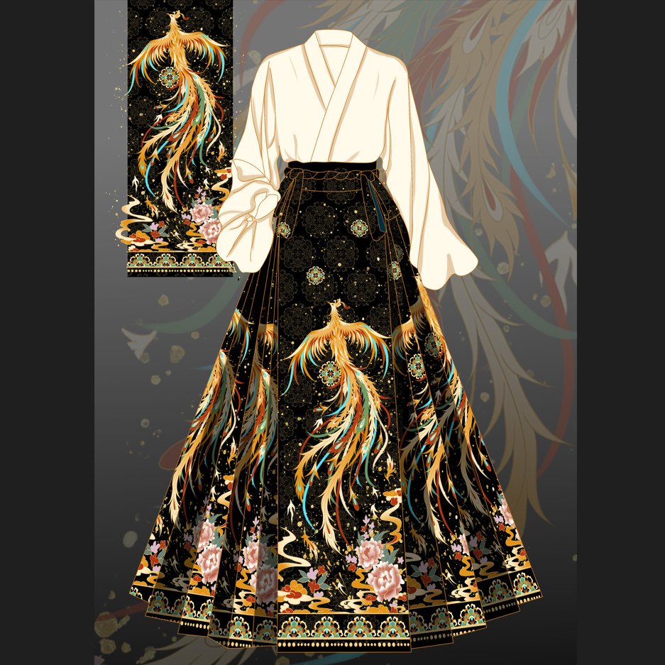 ฤดูใบไม้ร่วงสัมผัสhanfu Phoenix Yu Feixinสไตล์จีนกระโปรงหน้าม้าToastingเสื้อผ้าคลาสสิกสไตล์จีนชุด 2023 สไตล์ใหม่