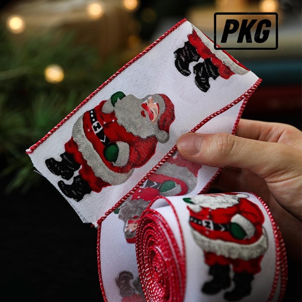 Repkg ริบบิ้นคริสต์มาส, ริบบิ้นหมุนผ้าของขวัญคริสต์มาส 2 เมตร, ริบบิ้นต้นคริสต์มาส Lmitation ผ้าลินิน DIY ริบบิ้น Burlap