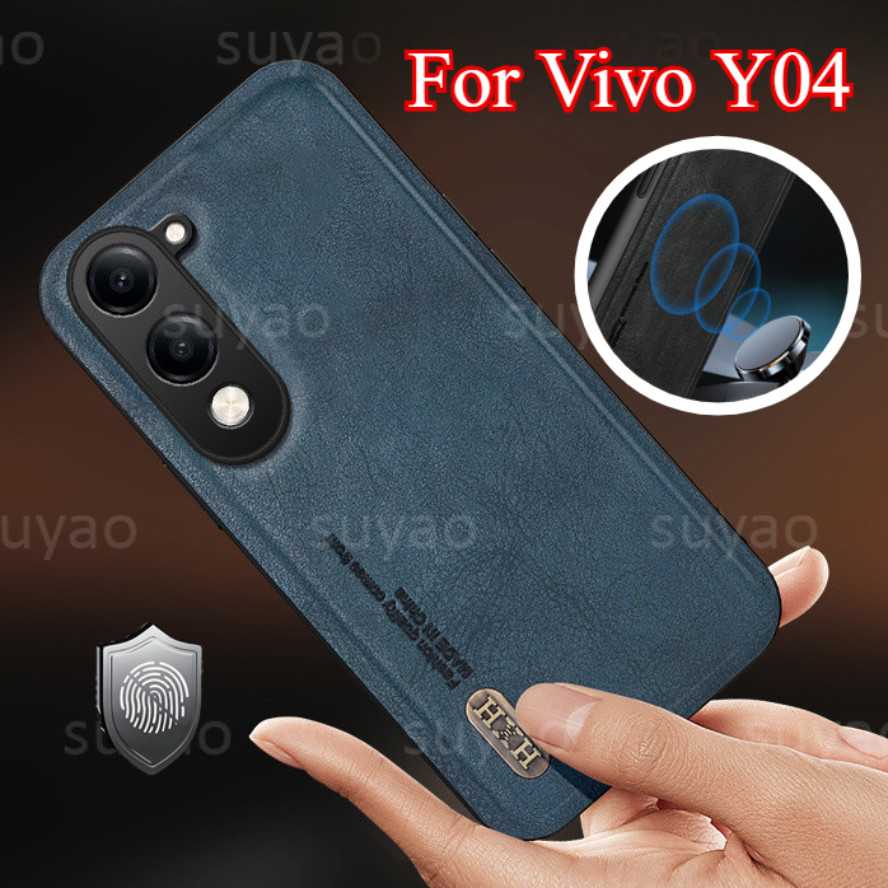 สําหรับ Vivo Y04 4G Y29S Y29T 5G 2025 เคสโทรศัพท์กันกระแทกหนังหรูหราปลอกนุ่มเรียบง่ายธรรมดาทนทานรถผู