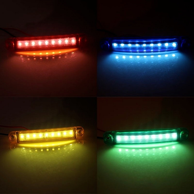 หลอดไฟเตือน LED 9 ดวง, 12-24v, กันน้ำ, หลากสี, สำหรับรถบรรทุก, รถตู้, รถพ่วง, การติดตั้งด้านข้างรถบัส - รูปที่ 4