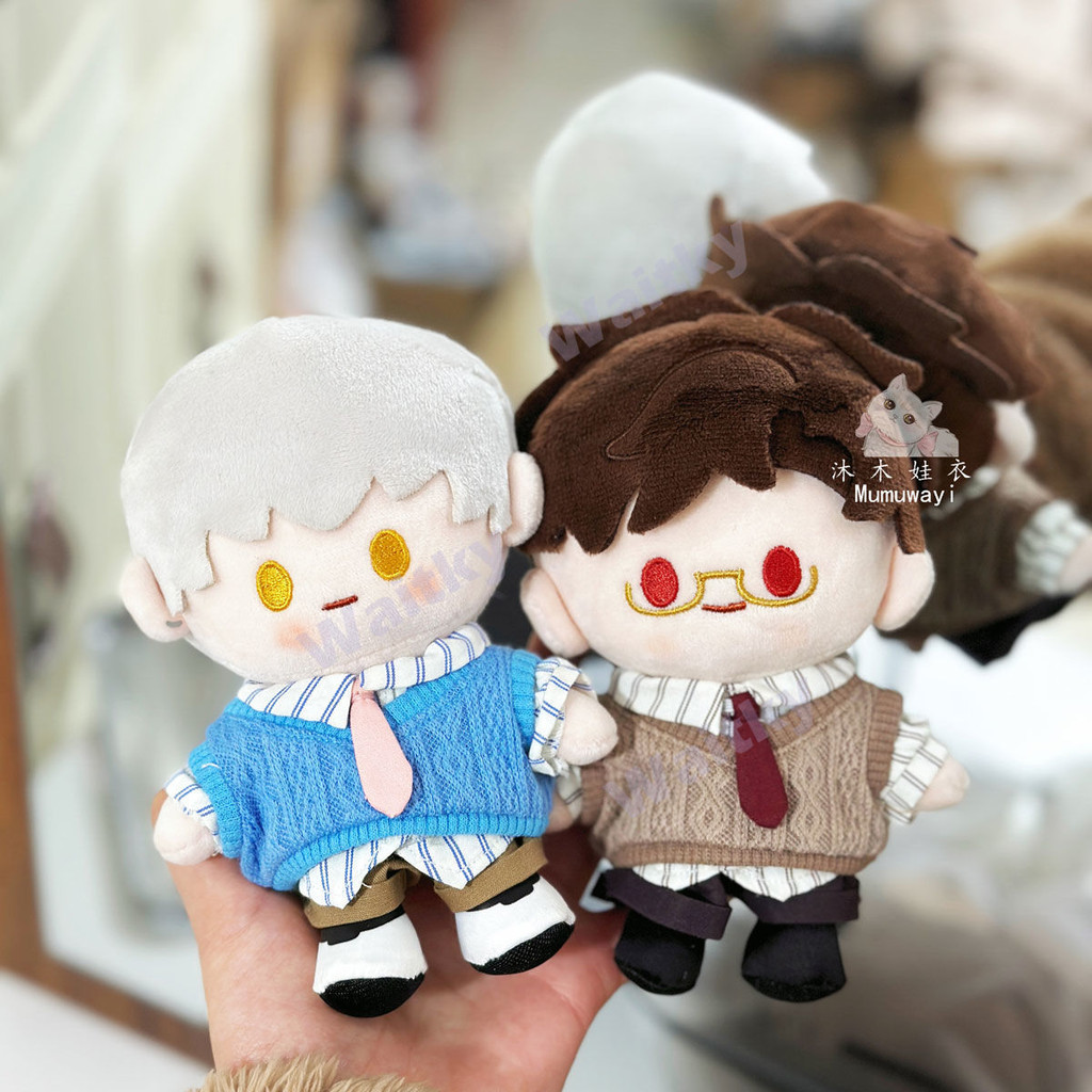 Waitky ผ้าฝ้ายตุ๊กตาเสื้อผ้าชุด 10 ซม. พร้อมสูท เสื้อกั๊ก ผูกโบว์ อุปกรณ์เสริมแต่งตัวตุ๊กตา