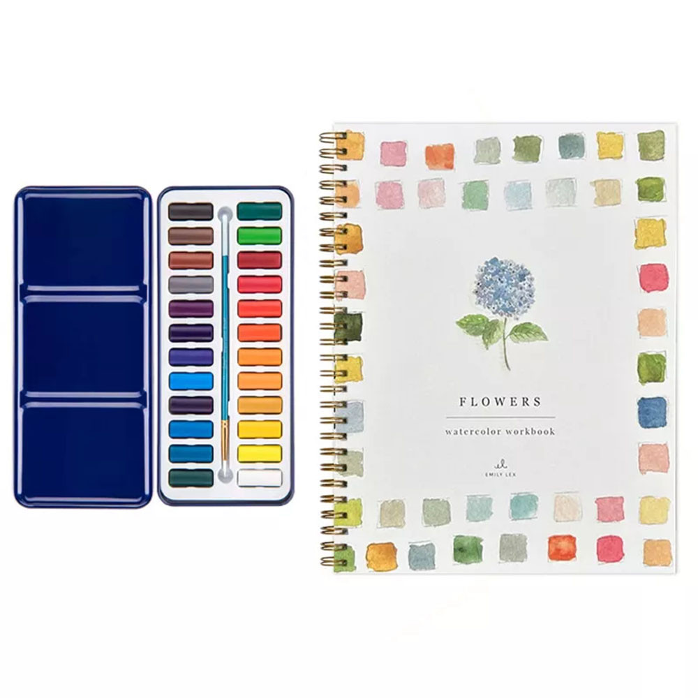 Watercolor Practice Book - 16 Premium Art Pages for Beginners/Adults - DIY Relaxing Coloring Book wi