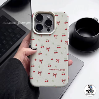 เคส For iPhone 13 เคสหนังเนื้อนิ่มสีแคนดี้ TPU เชอร์รี่น้อยน่ารัก For iPhone 11 15 14 13 12 16 Pro Max X XS XR 7 8 Plus