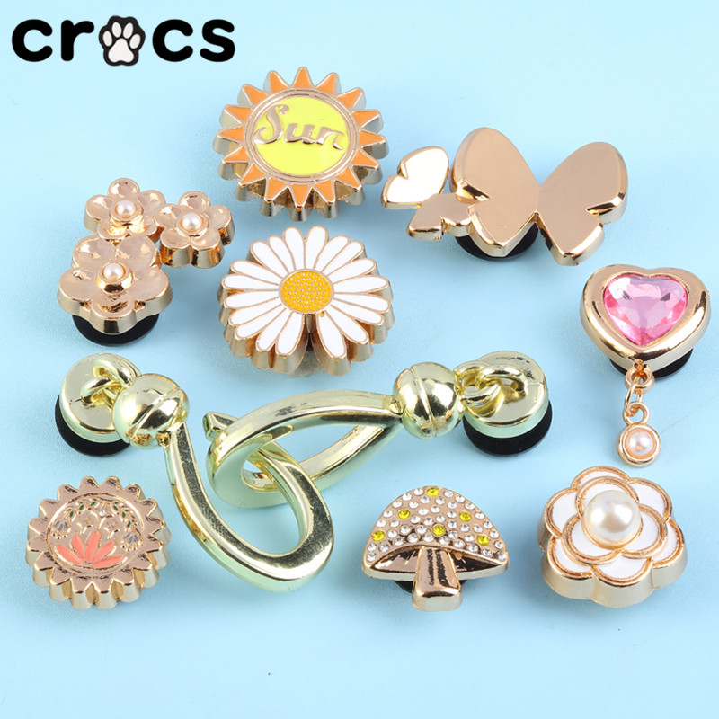 Crocs Crocs Zhibixing Accessories Hole Shoes Flower Texture Golden Magic Mushroom Butterfly Series Shoe Buckle