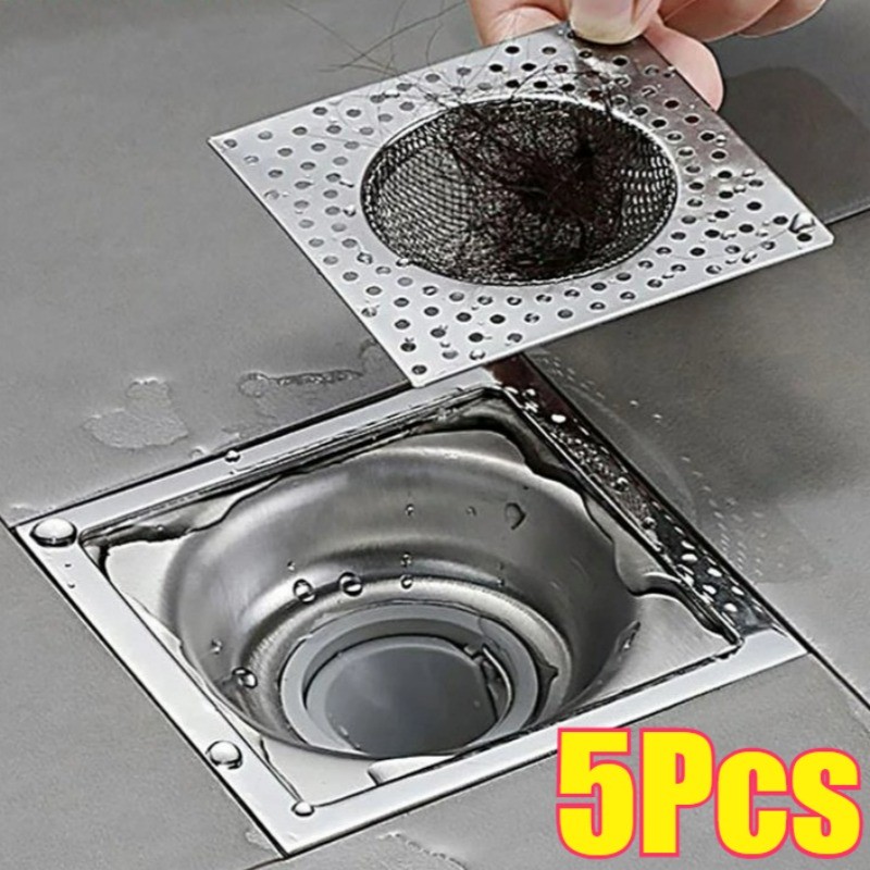8*8 ซม. ตาข่ายกรองสแตนเลสสี่เหลี่ยมท่อระบายน้ําชั้นฝาครอบ – อ่างล้างจานท่อระบายน้ําผมขยะป้องกันการอุดตันกรองปลั๊ก