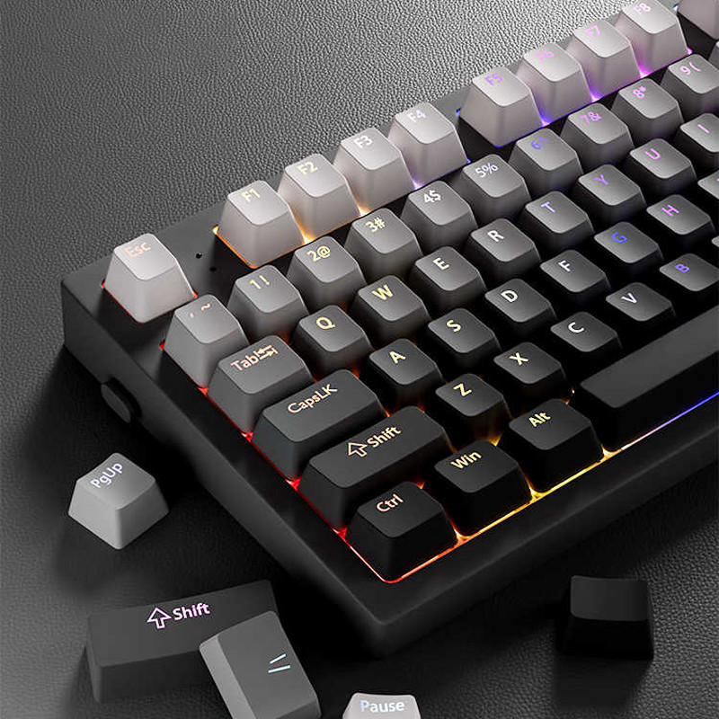 Polar Day Double Shot PBT Keycaps Shine Through Keycaps 130 คีย์โปรไฟล์ OEM สําหรับ ATK 68 Mu68 คีย์บอร์ดเกม