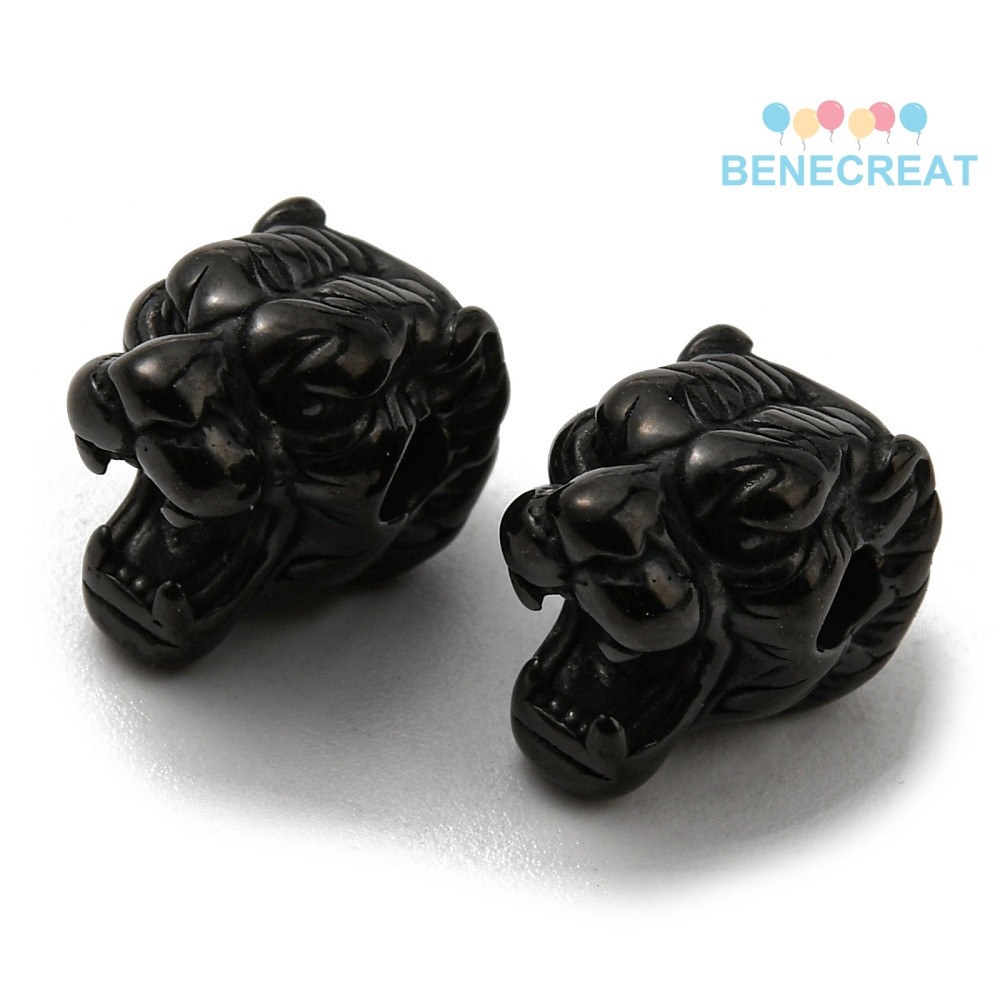 10 ชิ้นชุบไอออน (IP) 304 ลูกปัดสแตนเลส Tiger Electroporesis สีดํา 11x8x9 มม.รู: 2 มม.