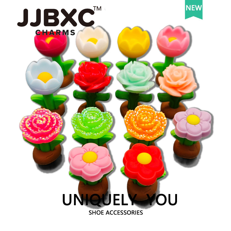 JJBXC cross จิบบิท โลหะไข่มุกผีเสื้อ เพชรดอกไม้ จิ๊บบิท ตัวติดรองเท้า cross