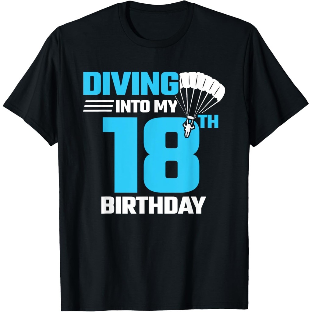 Skydiving Birthday - เสื้อยืดวันเกิด First Time Skydiving - 18Th