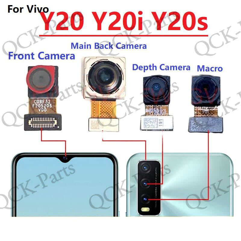 กล้องด้านหน้าสําหรับ Vivo Y20 Y20i Y20s Y12s Y12A หลักเปลี่ยนกล้องด้านหลัง