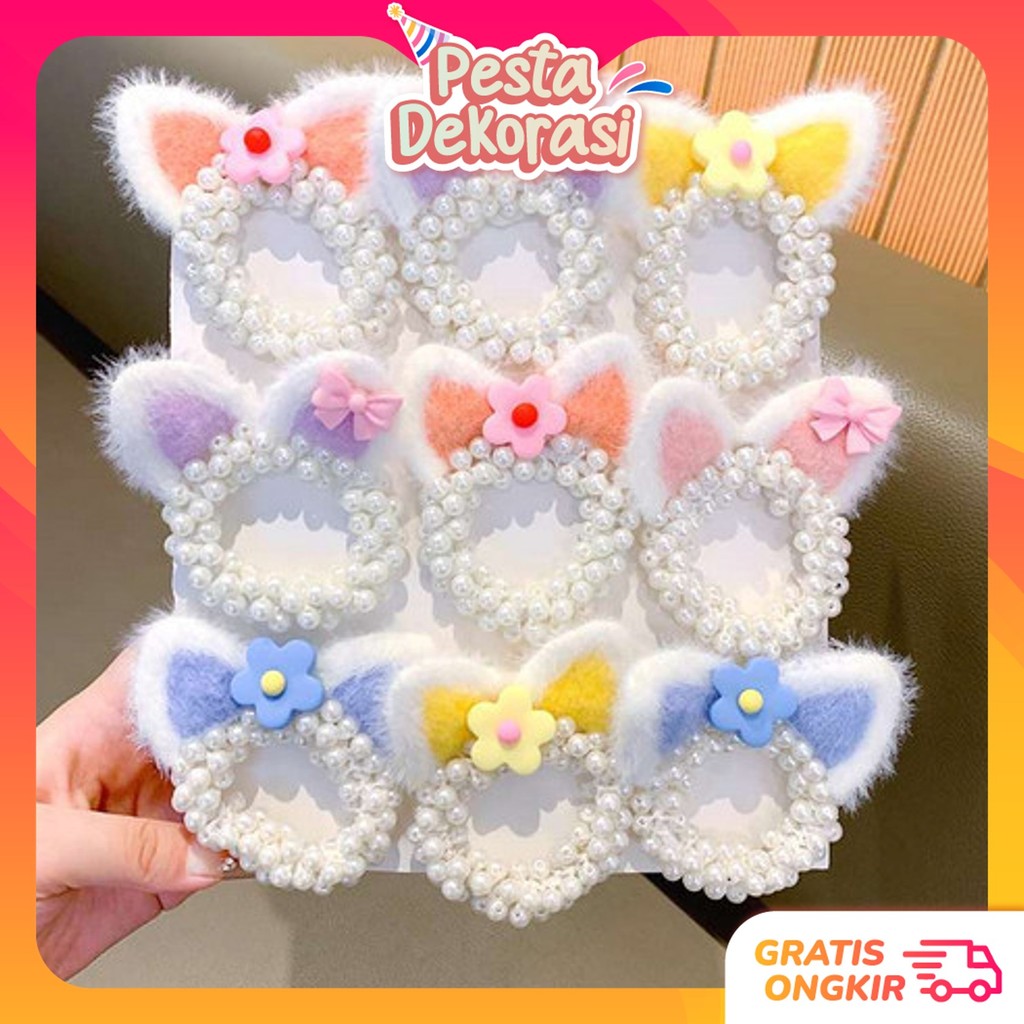 ฉ5799 ยางรัดผมเด็กน่ารักลายหูแมวสไตล์เกาหลีนําเข้านําเข้าผ้าผูกผมมุกนําเข้าผ้าผูกผมเด็กสไตล์เกาหลี