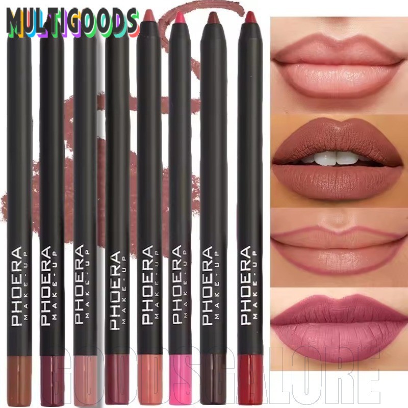 PHOERA Lip Liner ลิปสติกกํามะหยี่เนื้อแมท กันน้ํา ถ้วยไม่ติด เครื่องสําอางแต่งหน้าริมฝีปากติดทนนาน ดินสอลิปกลอสสีน้ําตาลนู้ด