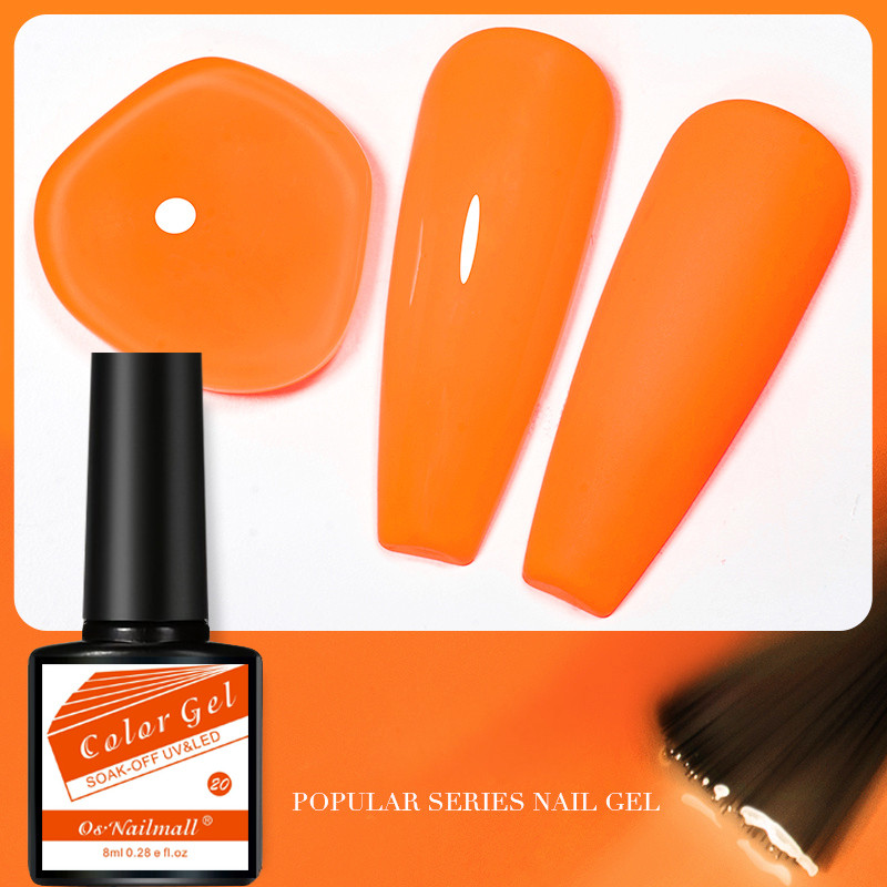 Osnailmall Vibrant สีส้มเจลเคลือบเงา Soak Off UV LED สําหรับเล็บ เหมาะสําหรับ DIY อุปกรณ์เล็บ