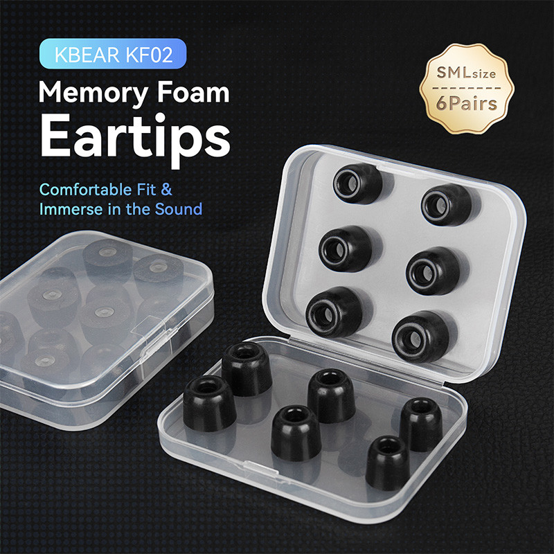 Kbear KF02 6 คู่ (S/M/L) Memory Foam Replacement Eartips Long Wearing Comforting Headphones Headphon