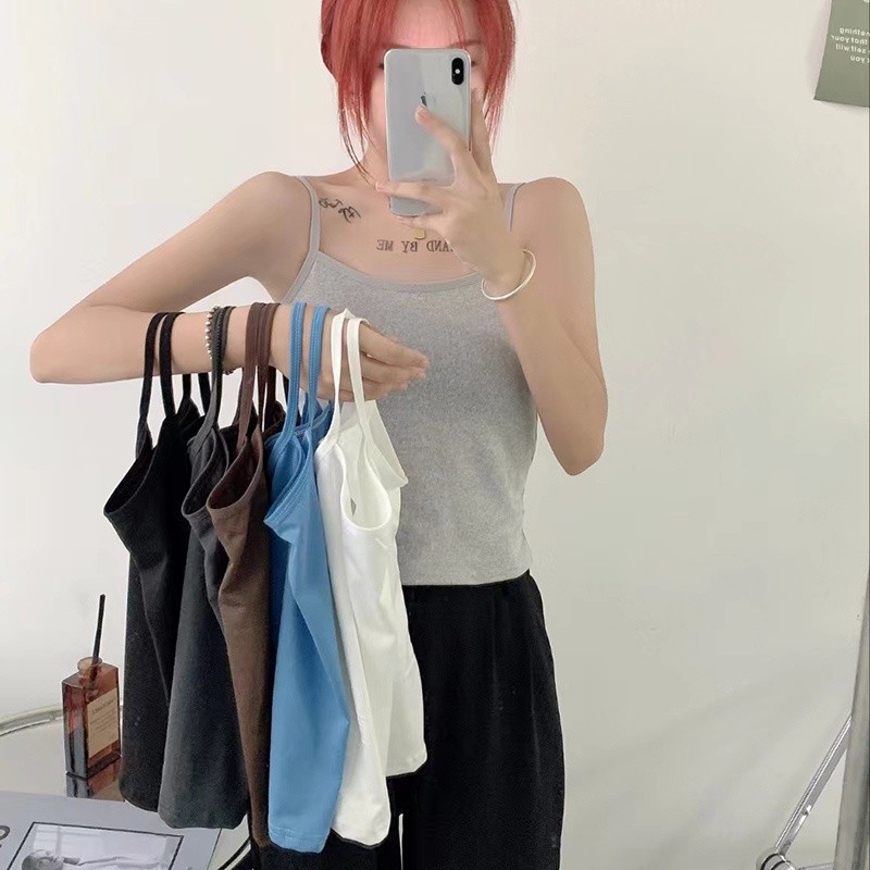 DK_HOME1  เสื้อยืด เสื้อสายเดี่ยว เสื้อกล้าม สายเดี่ยว Cotton นุ่ม บาง ทอไร้ตะเข็บข้าง ใส่สบาย ซึมซับเหงื่อ ระบายอากา