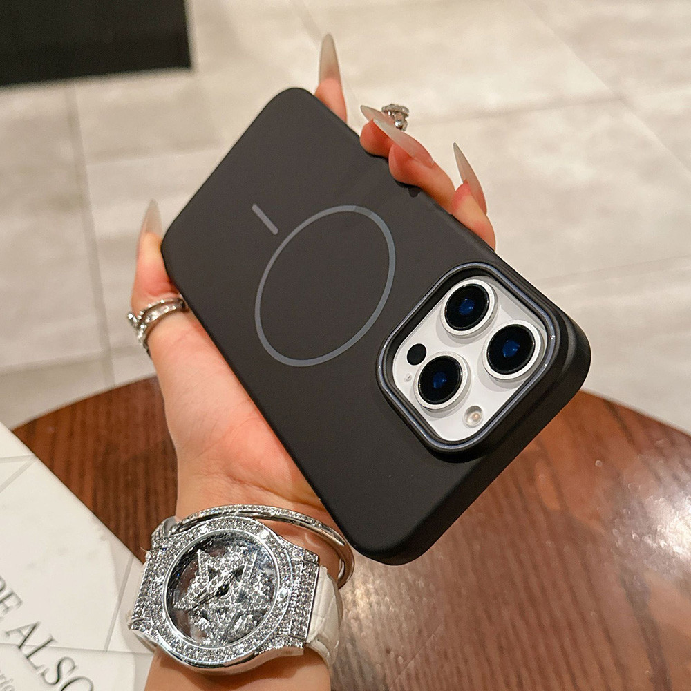 เคสโทรศัพท์ชาร์จไร้สาย เคสโทรศัพท ์ PC โปร ่ สีทึบ งเหมาะสําหรับ iPhone 11 12 13 14 15 16 Pro Max 16Promax