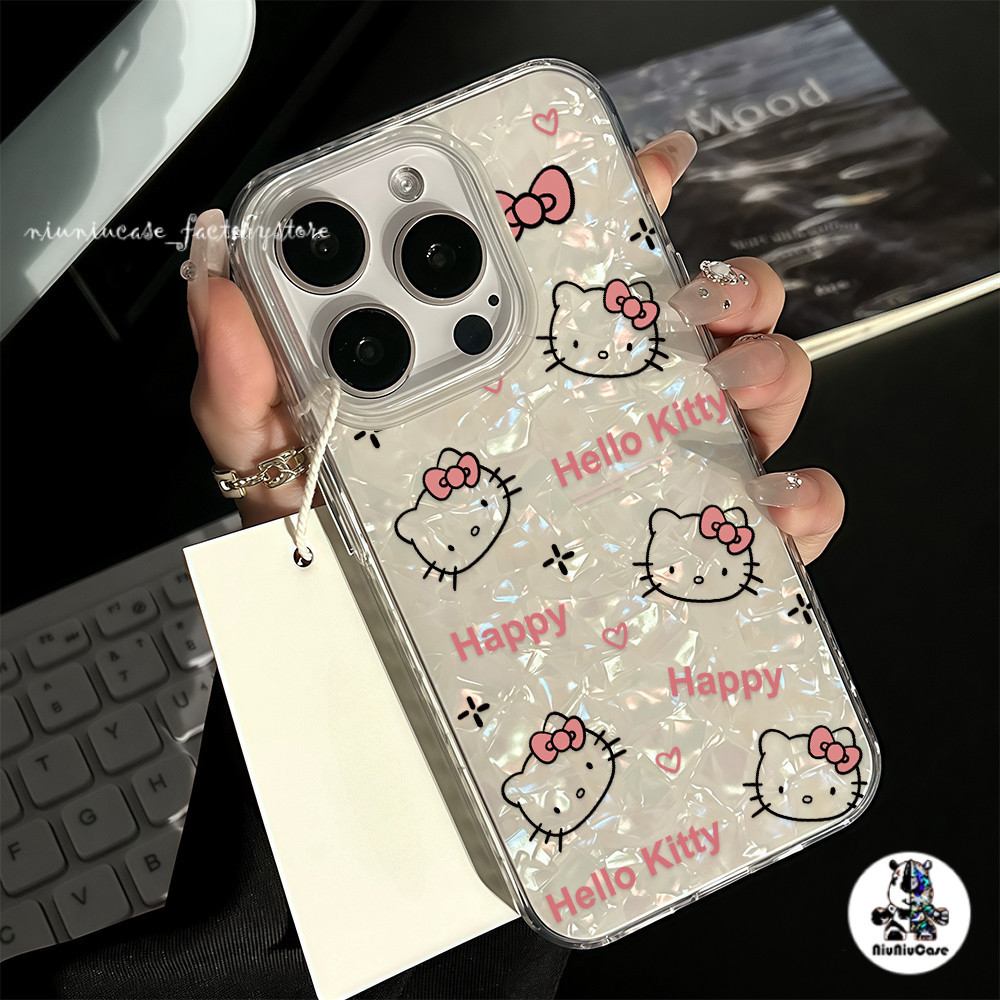 น่ารัก เคสแมว เคสไอโฟน13 สำหรับ IPhone 12 11 15 13 16 14 Pro Max XR XS X Max 7 8 Plus SE เคสไอโฟนสวยๆ ลายเปลือกหอย