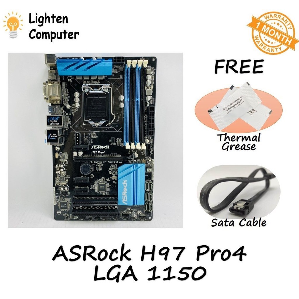 Asrock H97 Pro4 / H97M Pro4 เมนบอร์ด H97 LGA 1150 INTEL 4th GEN mATX Micro ATX - ใช้แล้ว