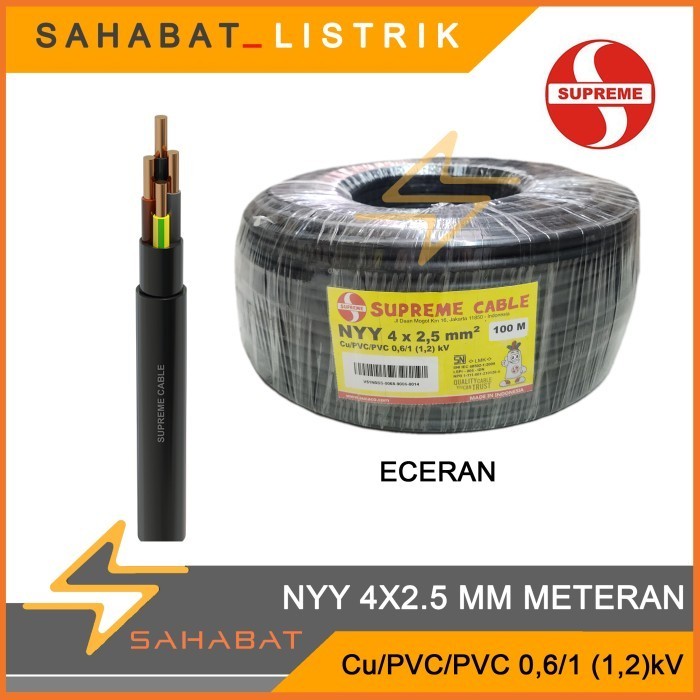 SUPREME NYY 4X2.5 4X2.5 เมตร สายไฟต่อเมตร สีดํา