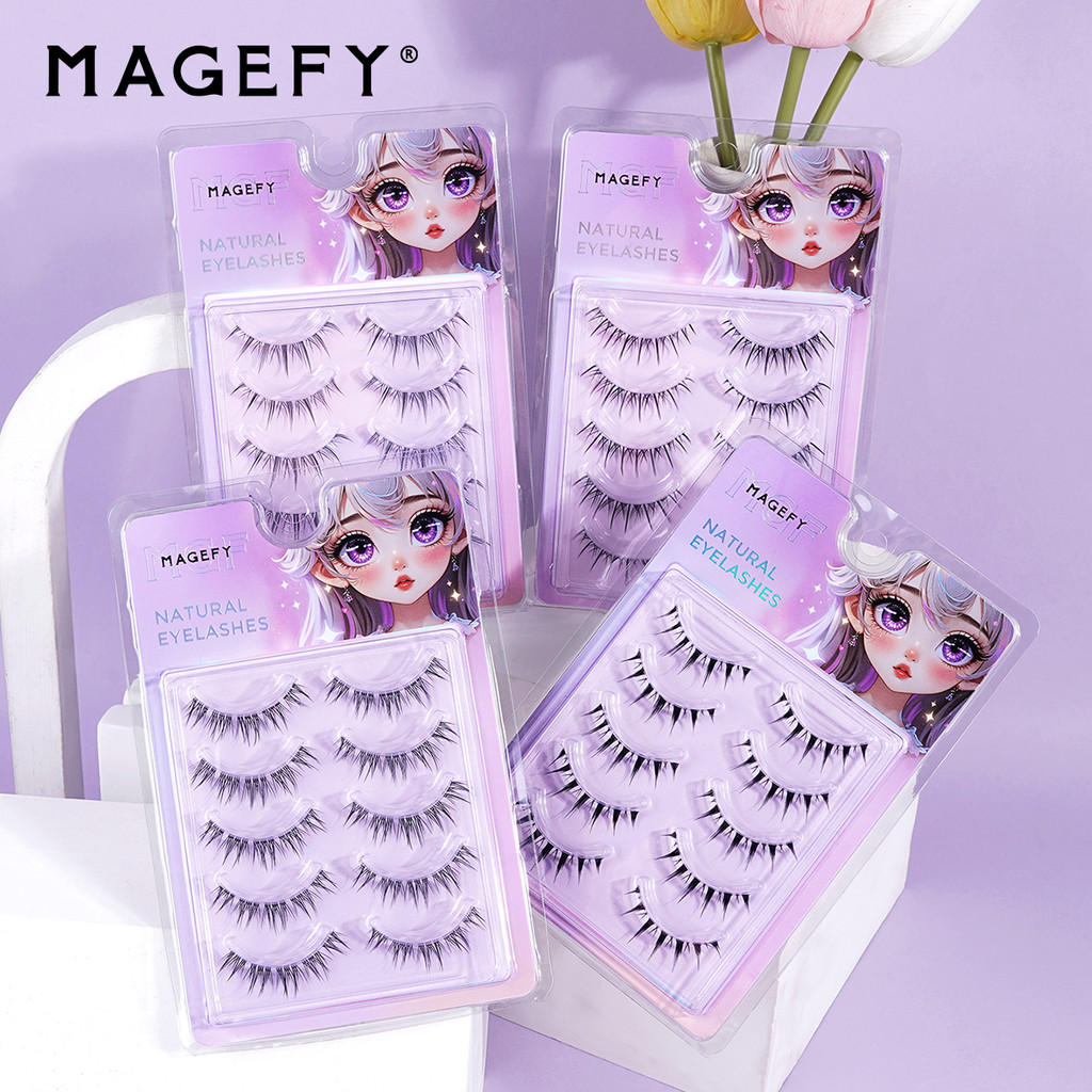 MAGEFY 5D ขนตาปลอมธรรมชาติ ขนตาปลอม 5 คู่ Eyelashes สายใสสำหรับสวมใส่ในชีวิตประจำวันได้อย่างเป็นธรรมชาติและมองไม่เห็น 70014 - รูปที่ 2