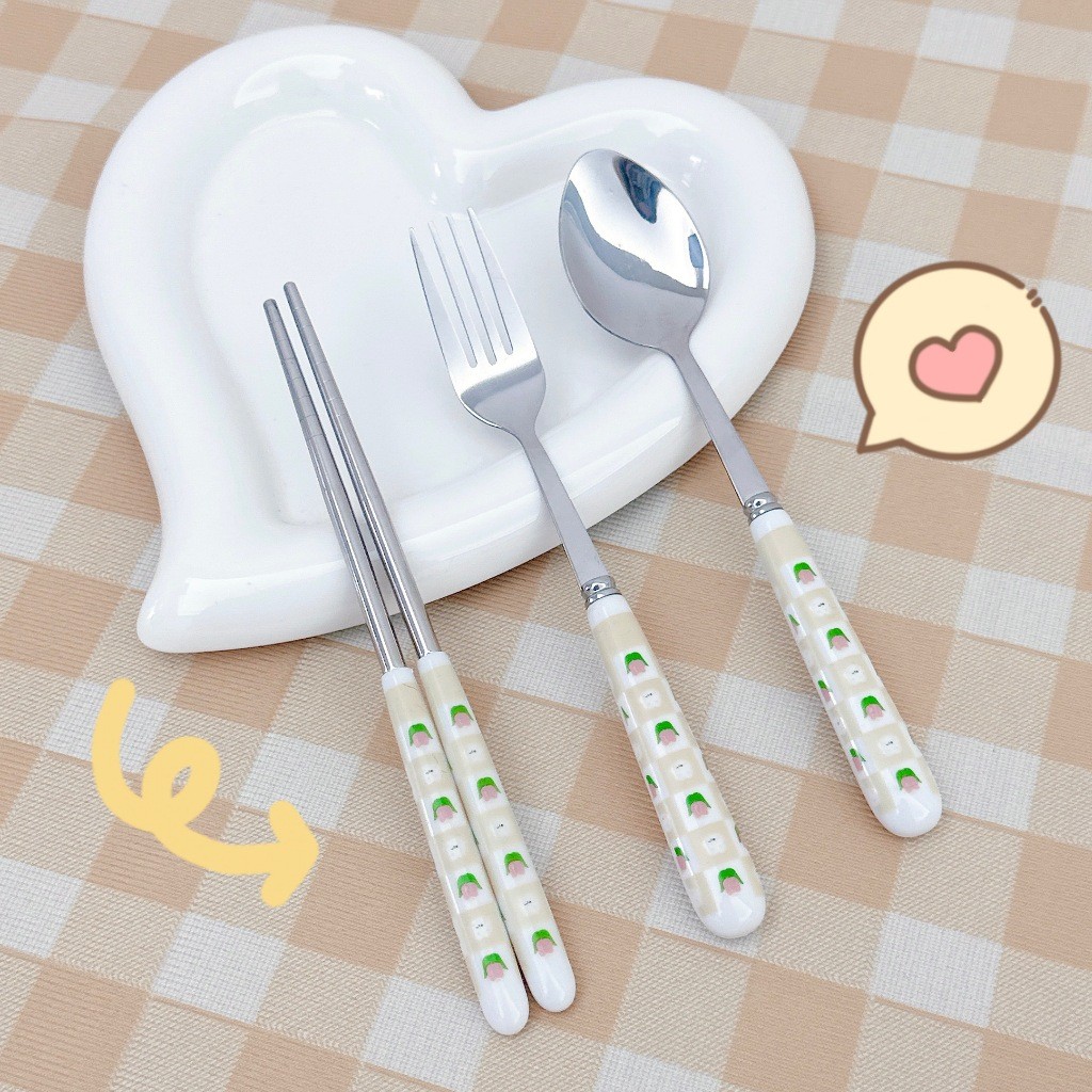 MUKUKU ชุดช้อนส้อม 3ชิ้น ช้อนส้อมเกาหลี ชุดช้อนส้อมพกพา พร้อมกล่อง ราคา ถูกที่สุด ดีลบีเคเค แกลเลอรีภาพที่ 6