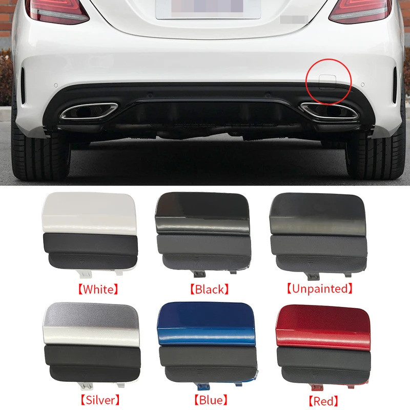 AutoPpart สําหรับ Mercedes W205 รถด้านหลังกันชน Tow Hook ฝาครอบสีขาวสําหรับ Benz C Class Sport 2019-2021 C180 C200 C220 C250 C300 2058853303