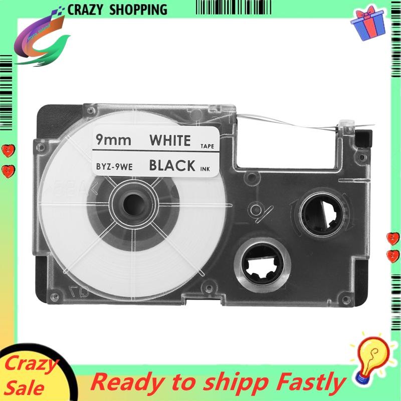3 แพ็ค 9 มม. สีดําบน White Label Tape Label Maker ใช้งานร่วมกับ -120, -60, -100, KL750B, KL750, KL72